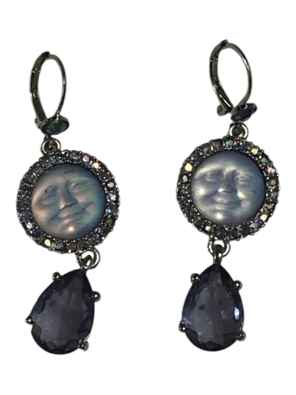 Kirks Folly Silver-Tone Purple Moonface Drop Earrings